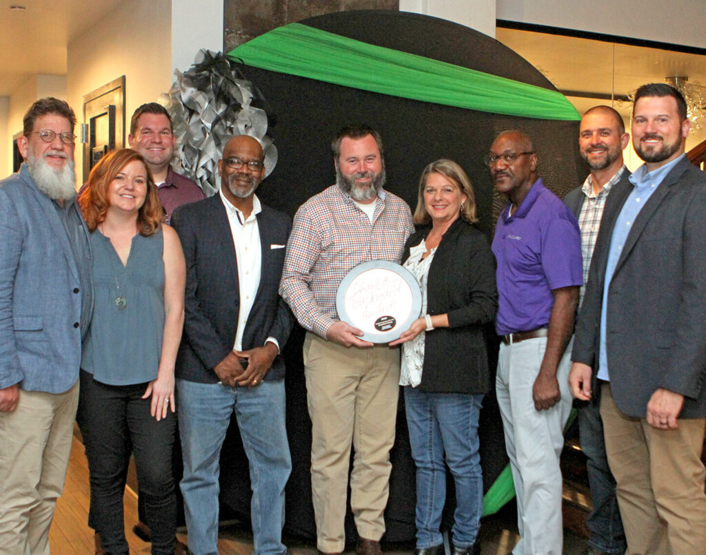 Greenheck Group North Carolina team accepting Charlotte's Backyard Award for Business Expansion of the Year